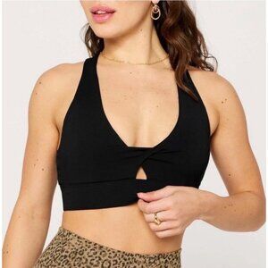 Fabletics Women’s Oasis Twist Sports Bra Black size XXL Medium Support Yoga NEW